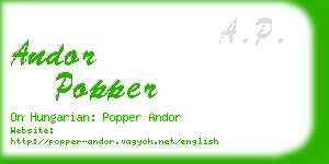 andor popper business card